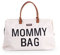 Childhome, Mommy Bag, Wickeltasche, Mutterschaft, Reisetasche, Großes Fassungsvermögen, Wickelunterlage, Verstellbarer Schulterriemen, Unterteilt, Isoliertasche, Kofferdurchführung, Ecru/Schwarz