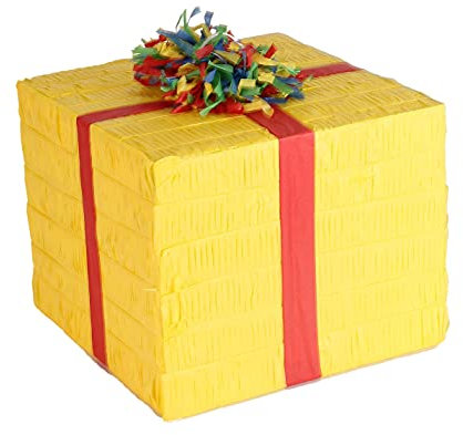 Amscan 9903133 - Pinata Geschenk, 25 x 20 x 24,5 cm, zum Befüllen mit Süßigkeiten und Konfetti, Kindergeburtstag