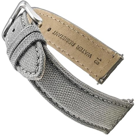 Alpine Cordura Fabric 18mm Watch Band - Quick Release Replacement Straps - Water Resistant Back Lining Leather Straps- Watch Bands for Women & Men - Compatible with Regular & Smart Watch Bands(Grey)
