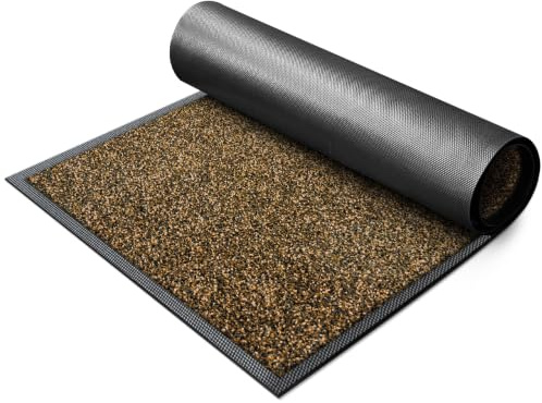 Mibao Front Door Mat, Dirt Trapper Welcome Mat for Outdoor Indoor, Non-Slip Waterproof Doormat, Durable Machine Washable Low Profile Entry Rug for Back Door Outside Patio Porch, 60 x 36, Brown