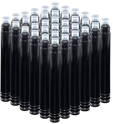 Jinhao Fountain Pen Ink Cartridges Black Color, Set of 50 Refill Ink Cartridges International Standard Size, 2.6 mm Bore Diameter