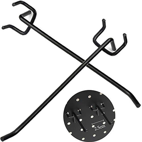 Lot de 20 crochets pour panneau perforé - 100 mm - Pour étagère de supermarché, marché de construction, salles à outils, accessoires de tableau perforé - Noir