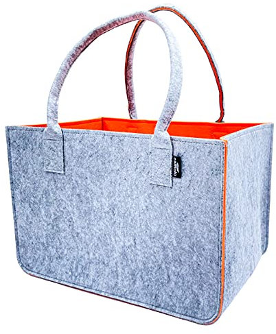 camolo Filztasche Große Einkaufstasche 40x27x27cm Aufbewahrungstasche Kaminholztasche Filz Tasche Shopping-Bag Mit Tragegriff (UNI ORANGE)