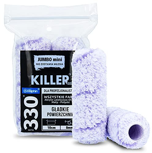 Blue Dolphin™ Malerwalze Set 330 Jumbo Mini KILLER Farbwalze 10 cm x 8 mm 2 Stück | Profi Farbroller Walzenbürste Rollerwalze Für Fassade Farben & Wandfarbe Renovierung | Malerbedarf Werkzeuge