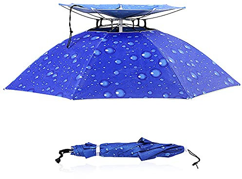 XiXiRan Chapeau Parapluie de Tete, Chapeau de Parapluie de Pêche, Parapluie Chapeau, Parapluie Parasol Chapeau Pliable, Casquette Parasol Anti-UV, pour Adultes Enfants Golf Campant