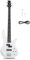 Ktaxon Guitare basse électrique à 4 cordes, taille standard, droitier, touche en palissandre, kit débutant avec clé à câble (blanc)