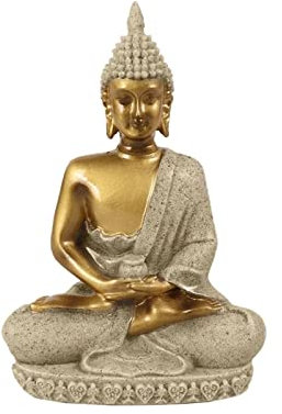 ZLASS Skulptur 10 Stile Gold Mini Sandstein Buddha Statue Statue in Thailand Home Fengshui Dekoration Büro Fischtank Orament Skulpturen Deko (Color : G4)