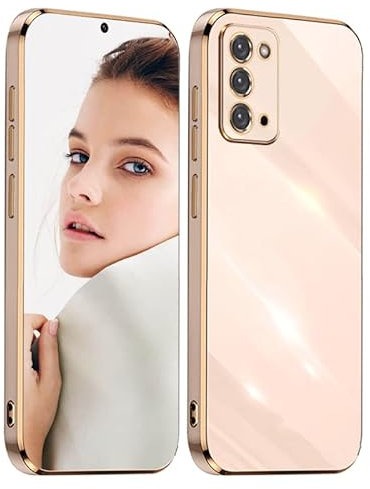 ATISIJIE Hülle für Samsung Galaxy Note 20 Handyhülle Original, Ultradünn Galvanisiertes Weiches Kieselgel Kratzfeste TPU Handyhülle, Einfaches Stilvoll Shiny Schutzhülle Cover Case Rosa