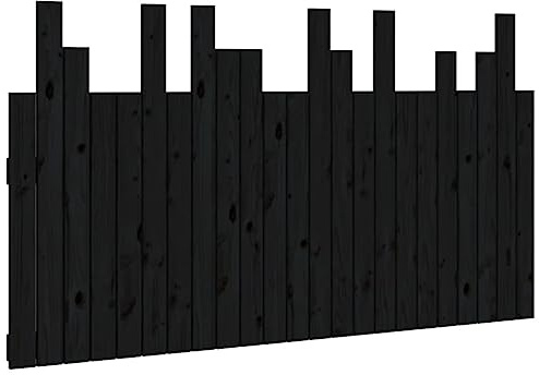 vidaXL Solid Pine Wood Wall-Mounted Headboard - Elegant Black Wooden Wall Headboard for Bedroom, Unique Design, Easy Installation, Provides Comfortable Support, Suitable for Various Bed Types