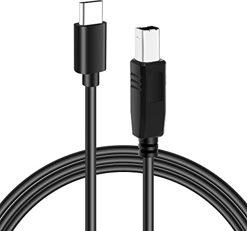 USB C to USB B 4ft Printer Cable - Flexible for MacBook Pro/Air, Compatible with Yamaha Piano MIDI Keyboard, DAC, DJ Controller