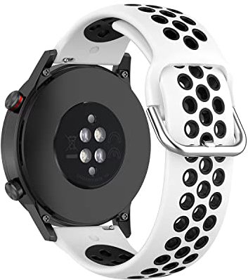 FTRONGRT 20mm Uhrenarmband Kompatibel mit Nokia Withings Steel HR, Weiches Silikonarmband, Ersatzarmband für Nokia Withings Steel HR - (Weiß schwarz)