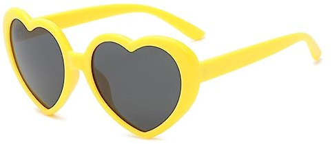 WDZAYXC Herz Polarisierte Retro Sonnenbrille für Damen und Herren, Gradient Gläser, süß und stylisch, UV400 Schutz(Gelb/Grau)