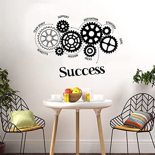 Motivation Worte Vinyl Wandtattoo Teamwork Erfolg Zahnräder Büro Kunst Dekor Aufkleber Wandbild Abnehmbare Wandaufkleber Schlafzimmer 60X42Cm