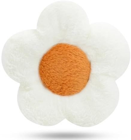 Fadcaer Blumen-Bodenkissen, Sitzkissen, 35 cm, blumenförmiges Kissen, Wurfkissen, Bodenstuhl, Sitzkissen, Plüschkissen, Büro, sitzendes Tatami, Auto, Butt Kissen (35 cm, Weiß und Braun)