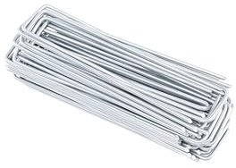 Ogrodzenia Wiklinowe (100 Stück Bodenanker aus Stahl, Verzinkt - Länge 150 mm, Breite 30 mm, Ø 3 mm - Bodenanker für Tropfleitung, Unkrautvlies, Kunstrasen, Garten - Erdnägel Stabil