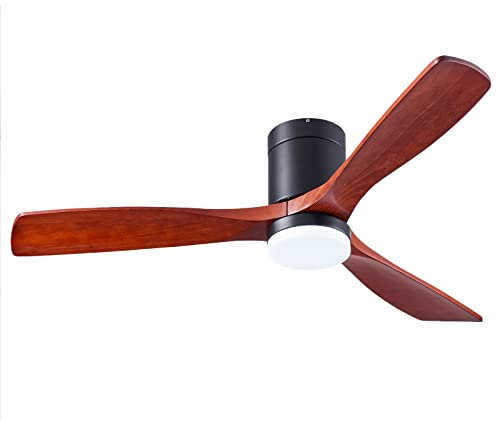 MAYMA Ventilatore da Soffitto Motore,Con Telecomando/Silenzioso/Luce,Pale in Legno Naturale,Luminosità Regolabile,Timer,Silenzioso,Bassa PotenzaΦ132 cm