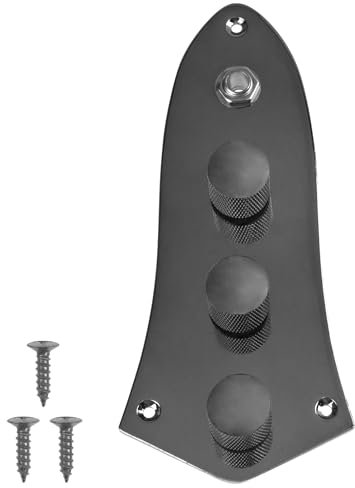 Yootones Steuerplatte mit 3 Bändern, vorverdrahtet, mit Vorverstärkerknöpfen, kompatibel mit Fender Squier Jazz J Bass (schwarz)