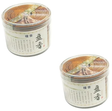 Ciieeo 2pcs Natural Spiral Incense Coils for Indoor Fresh Air Aromatherapy Sandalwood Scent