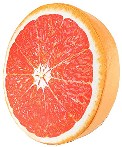 Fruchtkissen 40 cm Runde Frucht Sitzkissen Wurfkissen Kinder Bodenkissen 3D Kiwi Orange Zitrone Lustiges Obstkissen Stuhlsitzkissen Dekorative Kissen für Stuhl, Sofa, Wohnzimmer, Garten (Orange)