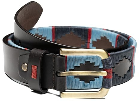 HD DHISPANIA Cinturones hombre cuero hecho a mano estilo de cinturones argentinos hombre de piel-cinturon Polo hombre con hebillas - Azul Tallas T/95-T/100-T/105-T/110-T/115-T/120