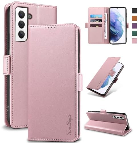 Yunubeyii Wallet Flip Case for Samsung Galaxy S21,Pink | RFID Blocking,Luxury PU Leather,Card Holder,Kickstand,Shockproof,Magnetic Phone Cover,Protective Case