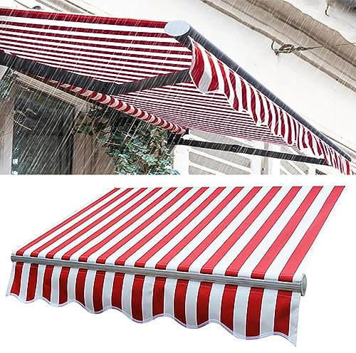 ZGFOZJGC Ersatzstoff für einziehbare Markisen, wasserabweisender Sonnenschutzstoff für den Außenbereich, 280 g Polyester, Markisenbezug für Terrassentüren und Fenster (Größe: 6 x 3 m, Farbe: rot-weiß