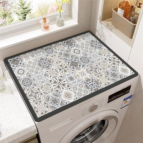 Morbuy Washer and Dryer Top Mat, 60x60cm Bohemia Style Absorbent Washer Top Washer and Dryer Cover For Top Protector Quick Dry Anti Slip Washer Top Cover for Laundry Room Living Room (Exotic Style)