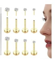 Adramata Lippenpiercing Labret Gewindeloses Einschieben 14 Karat Gold Nasenstecker Chirurgenstahl Ohr Tragus Medusa Knorpel Helix 20G 18G 16G