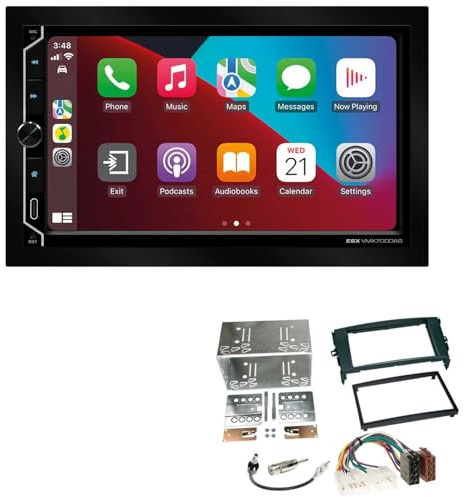 ESX VMX700DAB 2-DIN Autoradio kompatibel mit Wireless Apple CarPlay Android Auto Bluetooth DAB+ passend für Toyota Auris 2007-2012 schwarz