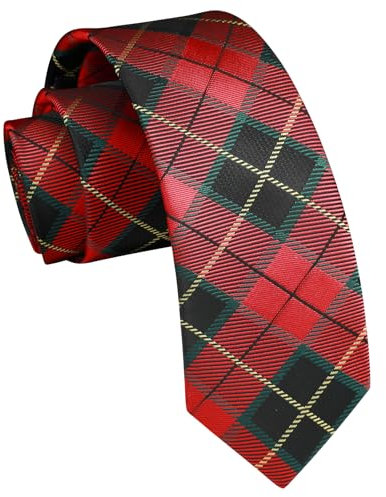 Enlision Cravate fine classique pour homme - 6 cm - Pour mariage formel - Fête d'affaires - Motif cachemire rayé, Plaid bordeaux, Taille unique