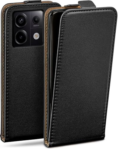 moex Flip Case für Redmi Note 13 Pro 5G Hülle klappbar mit 360 Grad Schutz, Handyhülle mit Displayschutz, PU Leder Handytasche Lederhülle, Flip Case Cover Klapphülle, Schwarz