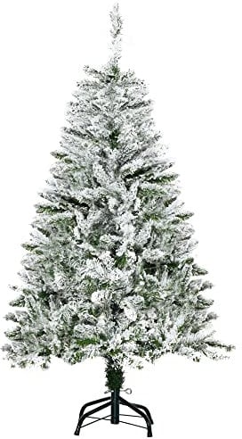 HOMCOM Künstlicher Weihnachtsbaum 120 cm künstlich Kiefernbaum mit Schnee, 200 Spitzen Christbaum Weihnachtsdeko inkl. Metallständer für drinnen