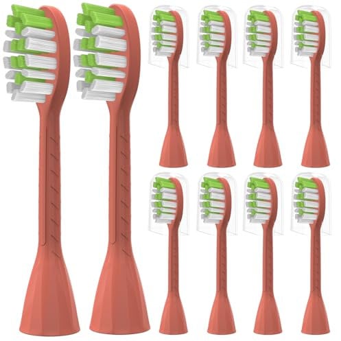 YMPBO Toothbrush Replacement Heads Compatible with Philips One Series Sonicare Battery Toothbrush HY1100, 10 Pack Replacement Heads, Soft Bristles, Orange Red