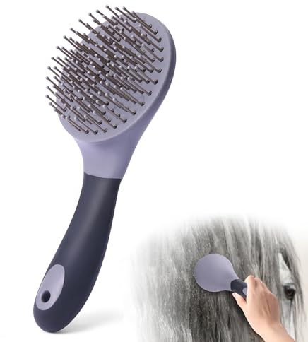 Equine Mane & Tail Combs Horse Brush Shedding Brush Grooming Tool for Horse (Gray)