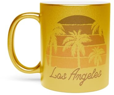 Fabulous Goldener Becher aus verchromter Keramik - Los Angeles Soleil USA Strand Hollywood Malibu - 325 ml