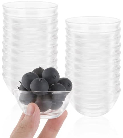 LOLYSIC 20 Pcs Small Glass Bowls, Clear Dipping Bowls Small Glass Condiment Bowl, Stackable Serving Bowl Sauce Dishes Prep Bowl for Ketchup, Relish Sauces, Jam, Nuts, Snack, Ice Creams, Spices