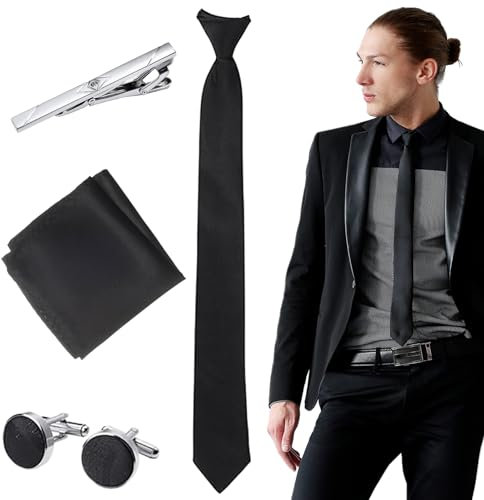 Thoquene Krawatten für Herren, Tie mit Gummizug Reißverschluss, Seide Krawatte Set