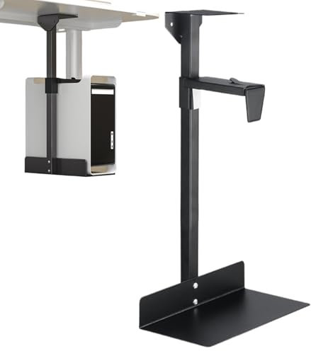 Adjustable CPU Mount Under Desk Computer Bracket Heavy Duty Pc Holder, Computer Case Stand Wall Floor Table, Space-Saving Pc Holder Home and Office Computer Stand for Workstations