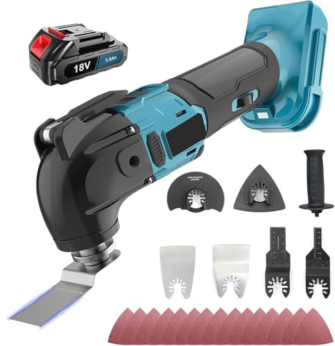 Cordless Oscillating Multi-Tool,with 1x3000 mAh Batteries, Cordless Multitool for Makita, New Upgrades Brushless Oscillating Saw with 6 Variable Speed for Cutting Sanding Scraping Polishing 