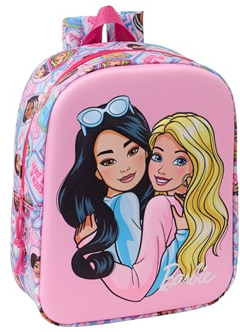safta Barbie 3D Kindergartenrucksack 3D, anpassbar an den Wagen, einfache Reinigung, ideal für Kinder verschiedener Altersgruppen, bequem und vielseitig, Qualität und Widerstandsfähigkeit, 22 x 10 x