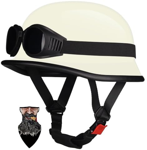 HALYING Casco Moto Vintage Scodella ECE - Casco Semi Aperto con Interno Rimovibile, Fibbia a Sgancio Rapido e Strato EPS Antishock. per Scooter/Cruiser - Stile retrò Unisex Adulti