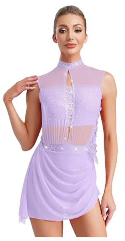 inlzdz Abito da Ballo Latino Americano Donna Senza Maniche Vestito da Ballo Lirico Contemporaneo Leotards da Danza Classica Moderna Costumi di Danza Samba Rumba Salsa