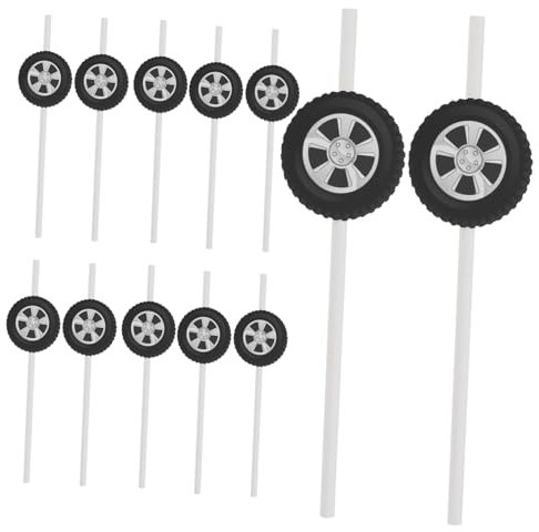 MUCKLILY 20pcs Tire Design Paper Drinking Straws for Parties Showers and Crafts Safe Single Use Paper Straws for Birthday and Event Decorations Easy Cleanup Distinctive Party Element