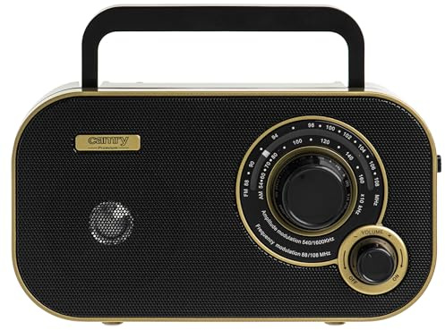 CAMRY Radio Tragbar, FM/AM, Netz/Batteriebetrieben, Teleskopantenne, Schwarz-Gold