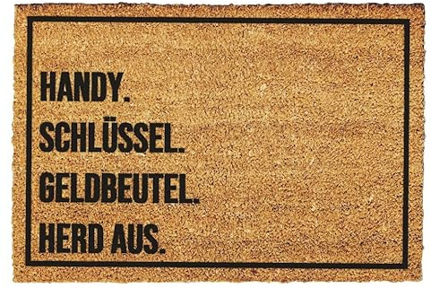 Giftstory Kokosmatte Fußmatte Kokos Handy Schlüssel für Innen und Außen 80x50 Fussmatte Haustür - Willkommen Doormat Mat Lustig Türmatte - Geschenk Gift Gadget