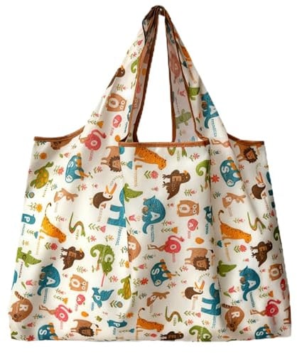 LinsLiliana Grand sac de courses pliable 50 x 66 cm, réutilisable, séchage rapide, sac de plage, indéchirable, pour courses, voyage, excursion, doux et léger