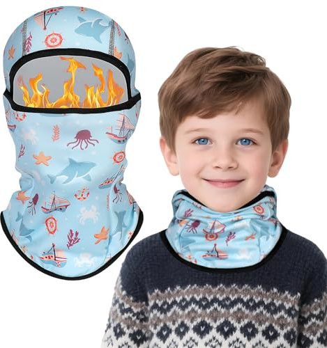 TAGVO Winter Sturmhaube Kinder Niedliche Cartoon-Designs, Multifunktional Sturmhaube Balaclava Skimaske Thermo Elastische Atmungsaktive, Gesichtsmaske Winddicht mit Halswärmer für Jungen Mädchen
