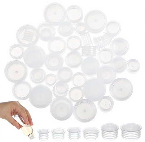 Sibba 60 tapones para salero y pimentero, color blanco | Tapones redondos de silicona, en 6 tamaños, tapones para pimentero, tapas redondas reutilizables de plástico