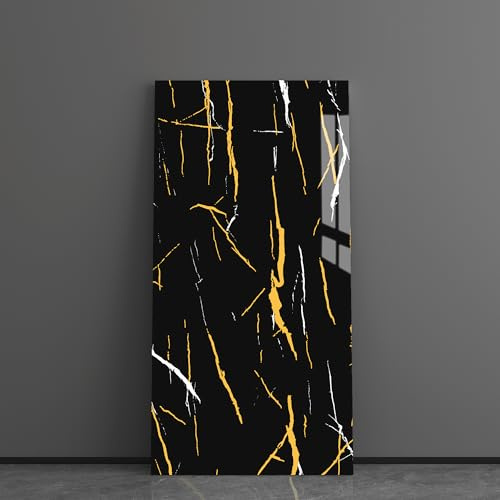Haimin Lot de 10 panneaux muraux à décoller et à coller - Carrelage aspect marbre (pas de marbre véritable) - Idéal pour cuisine, salle de bain, salon, chambre à coucher - 59,9 x 30 cm - Noir