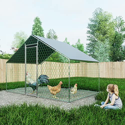 XXL Freilaufgehege 3x2x2 m Metall | Wasserdichtes Dach, Sicherheitsschloss, vielseitige Voliere für Hühner, Kaninchen, Katzen & Kleintiere